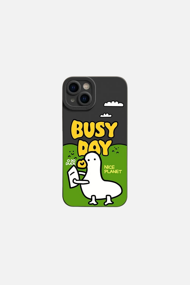 Funny Busy Day Duck Black iPhone Case
