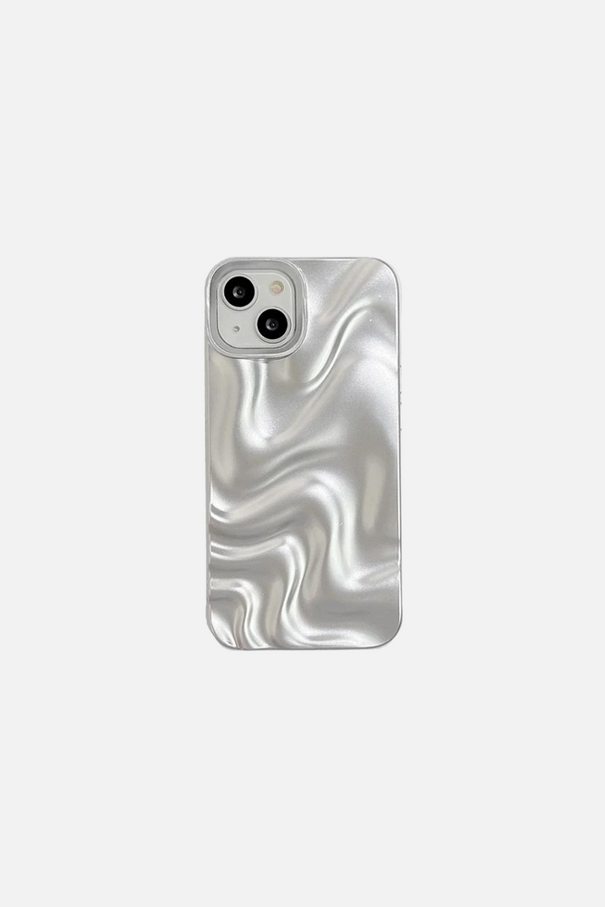 3D Electroplated Water Ripple Silver iPhone Case