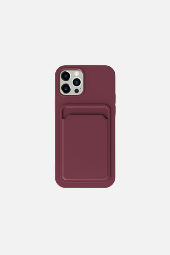 Simple Color Wine Red Wallet iPhone Case