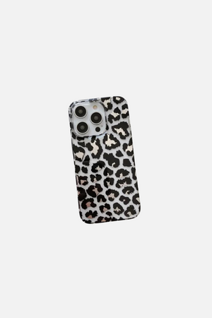 
                  
                    Load image into Gallery viewer, Leopard Print Transparent Black Silver iPhone Case
                  
                