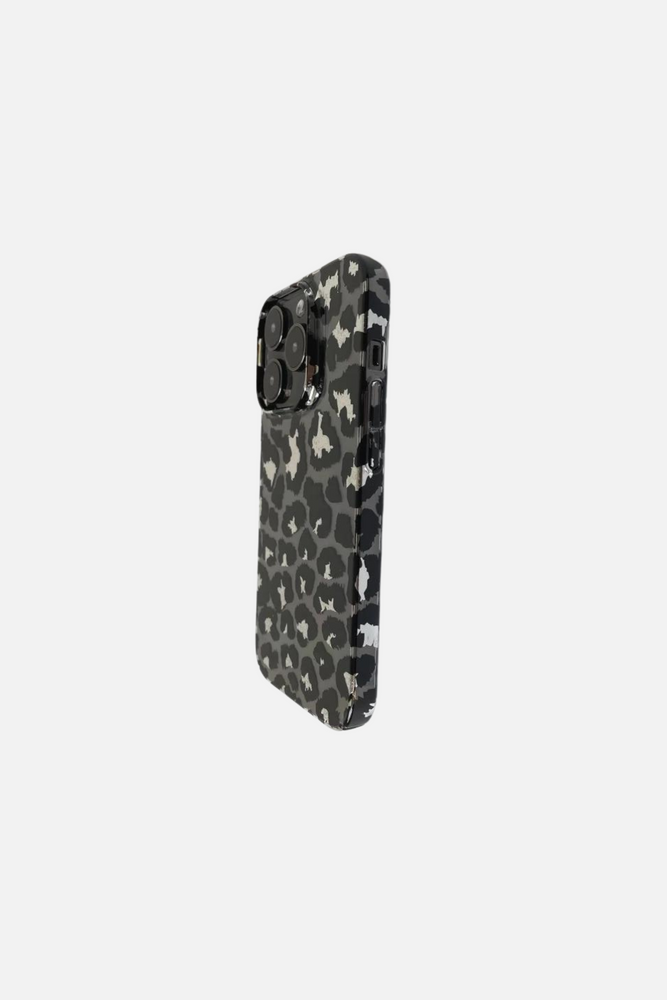 
                  
                    Load image into Gallery viewer, Leopard Print Transparent Black Silver iPhone Case
                  
                