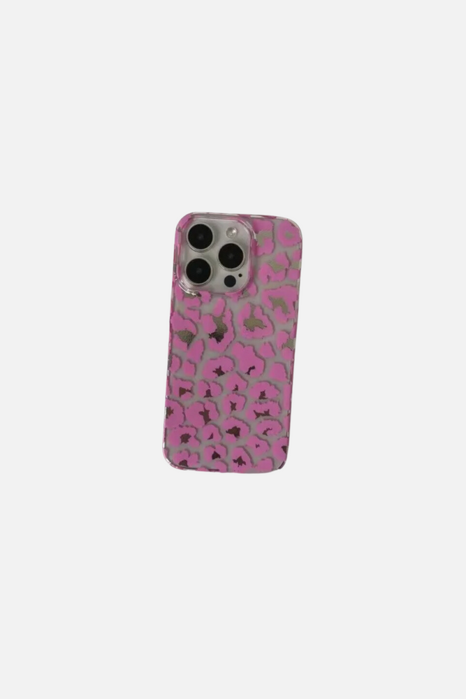 Leopard Print Transparent Pink iPhone Case