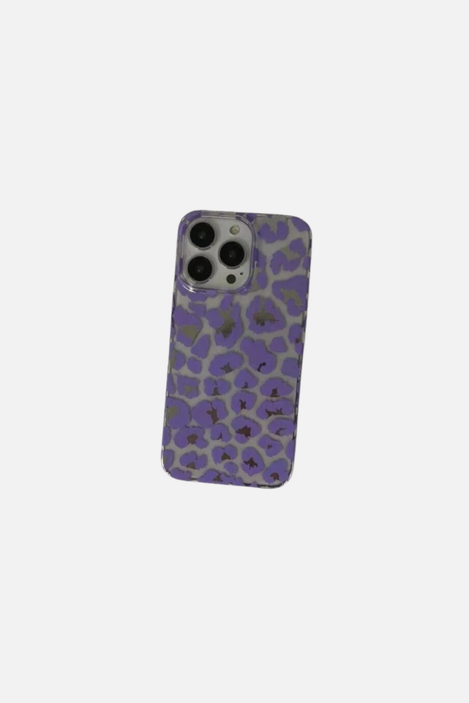 Leopard Print Transparent Purple iPhone Case