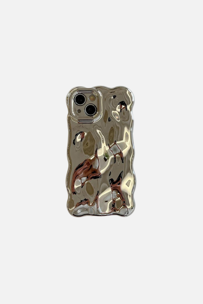 3D Bubble Wave Pattern Bright Silver iPhone Case iPhone 16 3D Bubble Wave Pattern Bright Silver iPhone Case iPhone 16