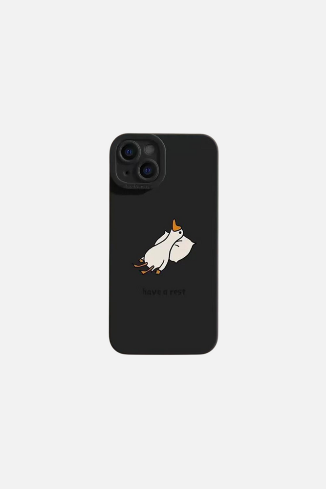 Funny Duck Have A Rest Black iPhone Case
