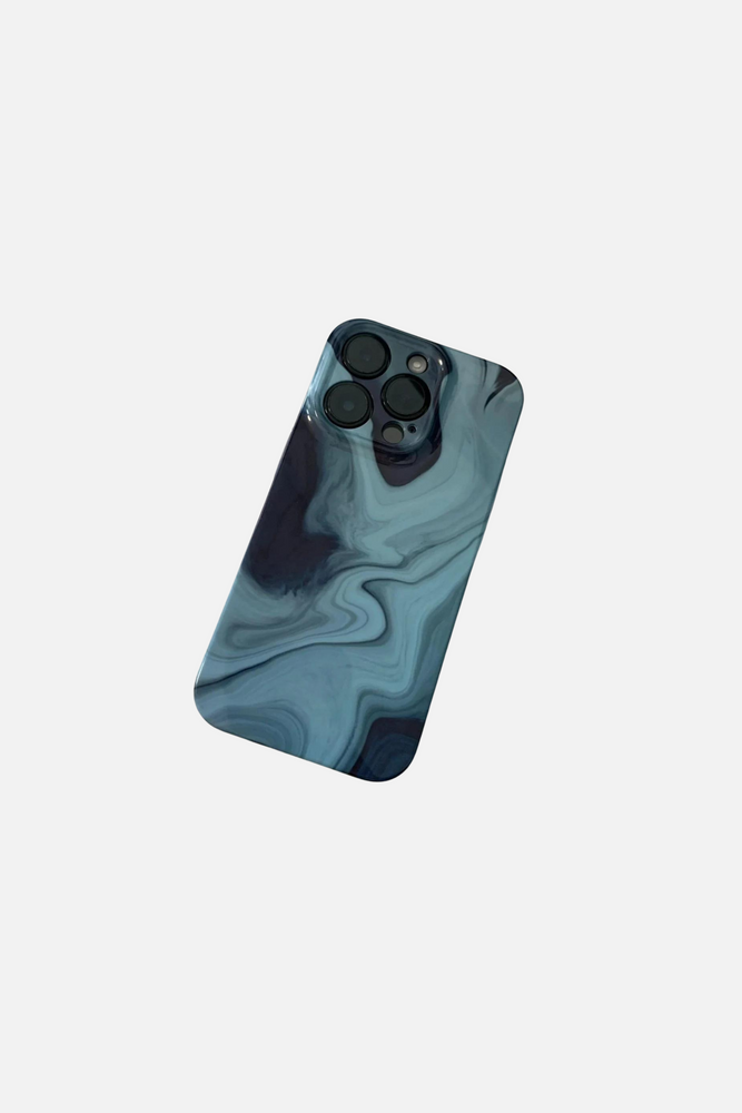 Sleek Blue Marble Pattern iPhone Case