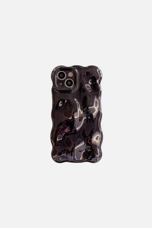 
                  
                    Load image into Gallery viewer, 3D Bubble Wave Pattern Bright Black iPhone Case
                  
                