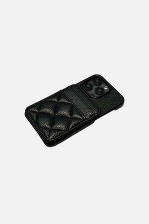 
                  
                    Load image into Gallery viewer, Lattice Soft Leather Wallet Black iPhone Case
                  
                