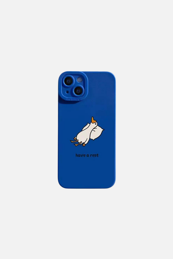 Funny Duck Have A Rest Dark Blue iPhone Case
