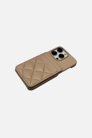 
                  
                    Load image into Gallery viewer, Lattice Soft Leather Wallet Dark Khaki iPhone Case
                  
                
