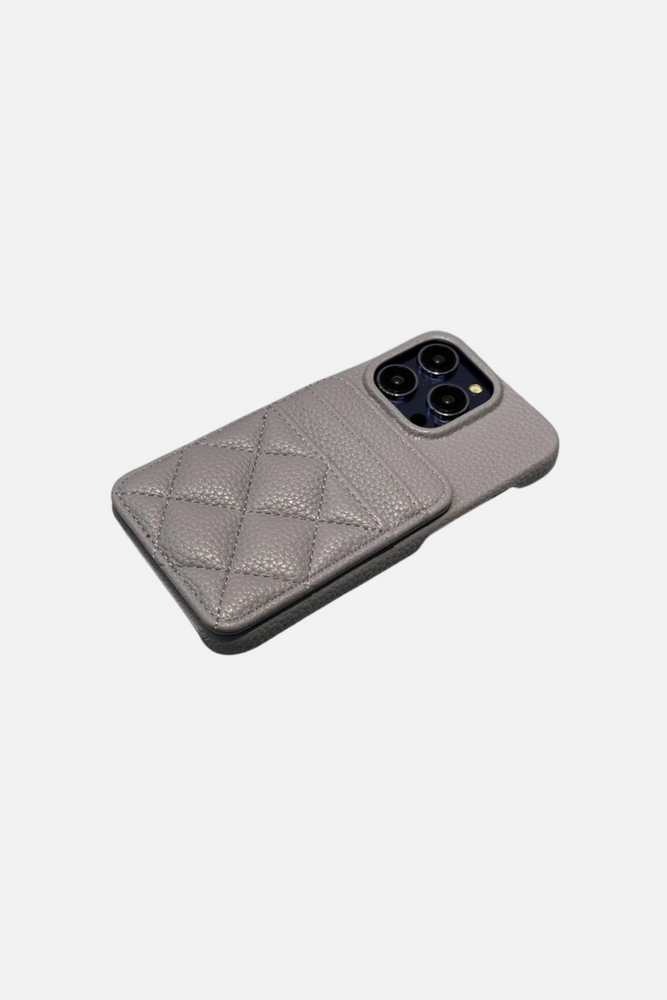 Lattice Soft Leather Wallet Lavender iPhone Case