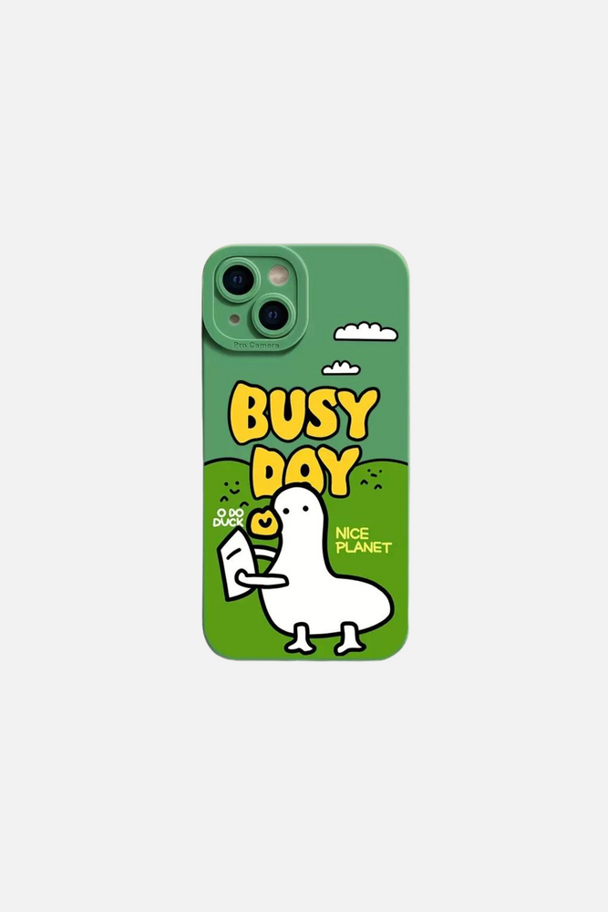 Funny Busy Day Duck Green iPhone Case