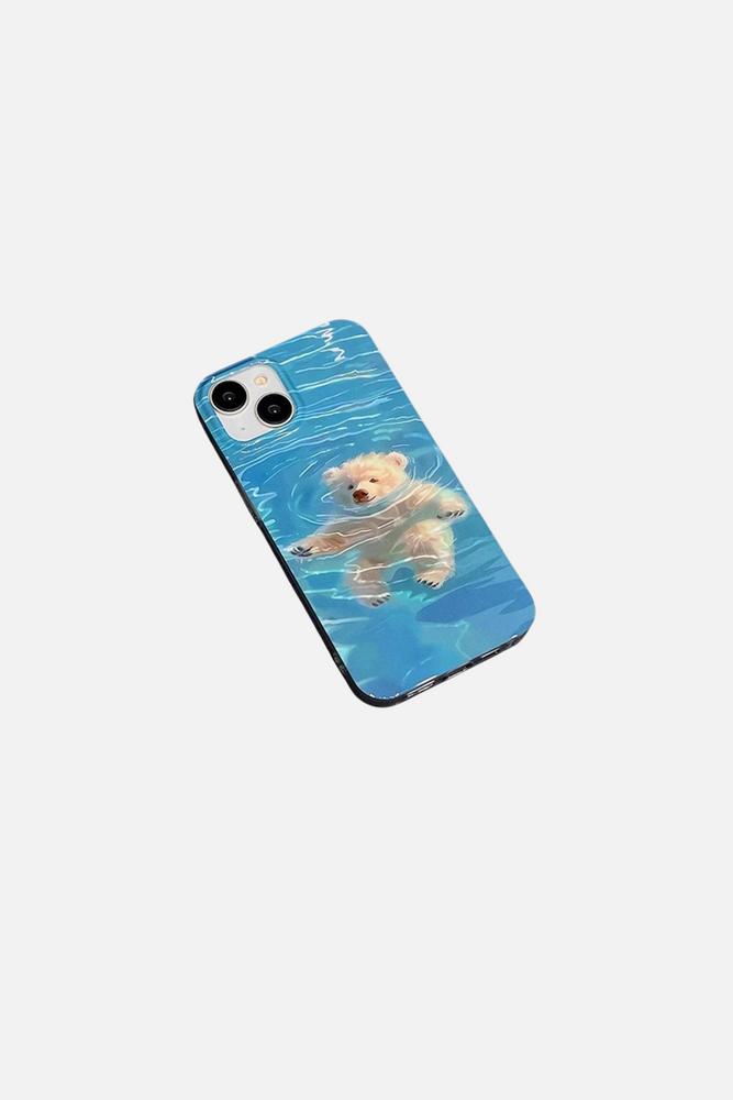 Summer Swimming Bear iPhone Case