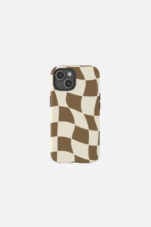 
                  
                    Load image into Gallery viewer, Brown Retro Wavy Checkered iPhone Case
                  
                