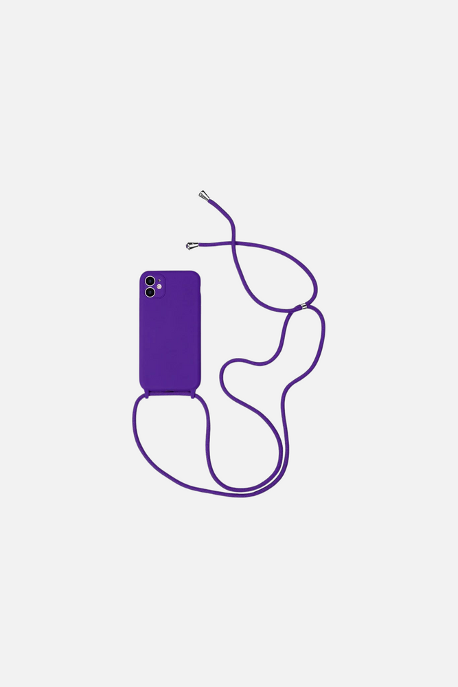 
                  
                    Load image into Gallery viewer, Liquid Silicone Crossbody Deep Purple iPhone Case
                  
                