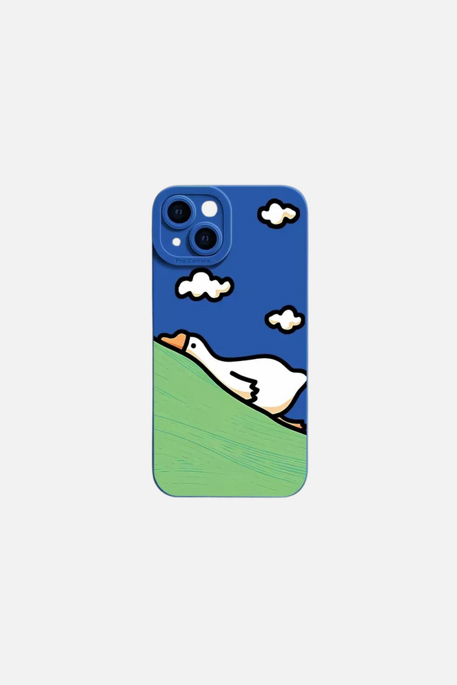 Cute Idiotic Duck Blue iPhone Case