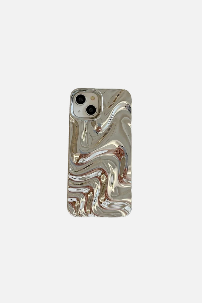 3D Electroplated Water Ripple Bright Silver iPhone Case
