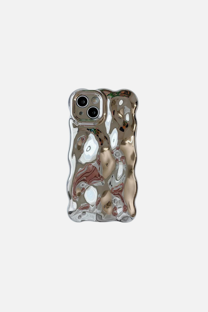 3D Bubble Wave Pattern Silver iPhone Case