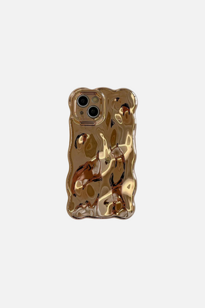 
                  
                    Load image into Gallery viewer, 3D Bubble Wave Pattern Bright Gold iPhone Case
                  
                