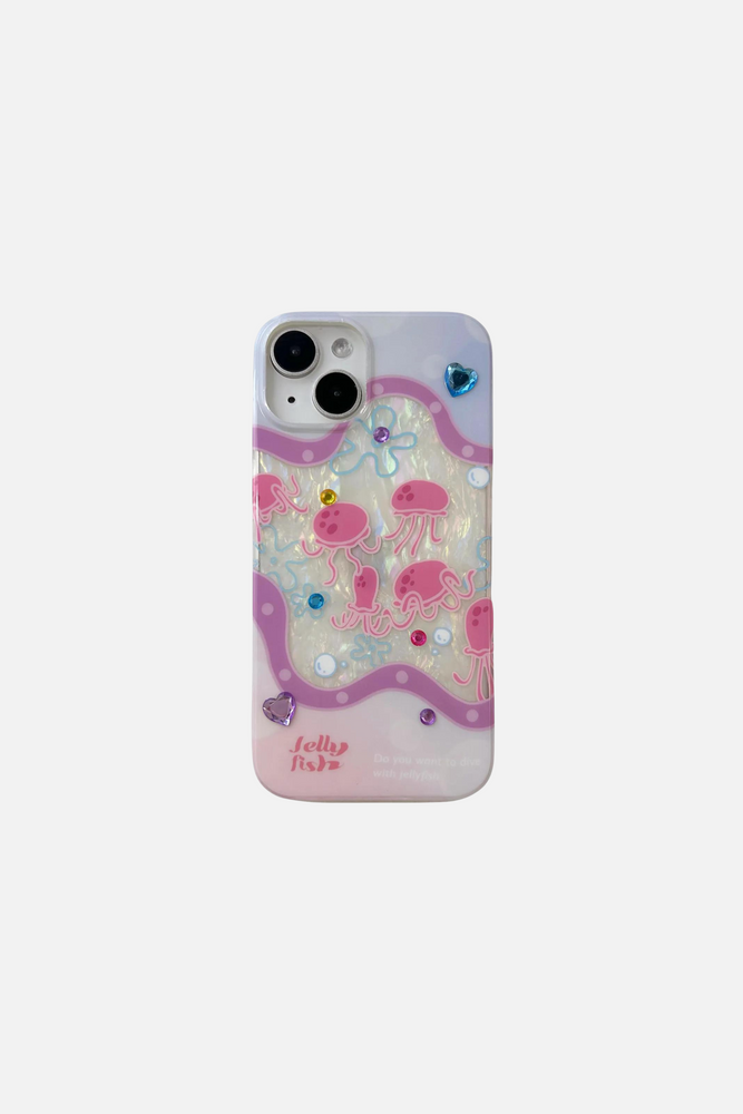 Pink Jellyfish Glitter iPhone Case