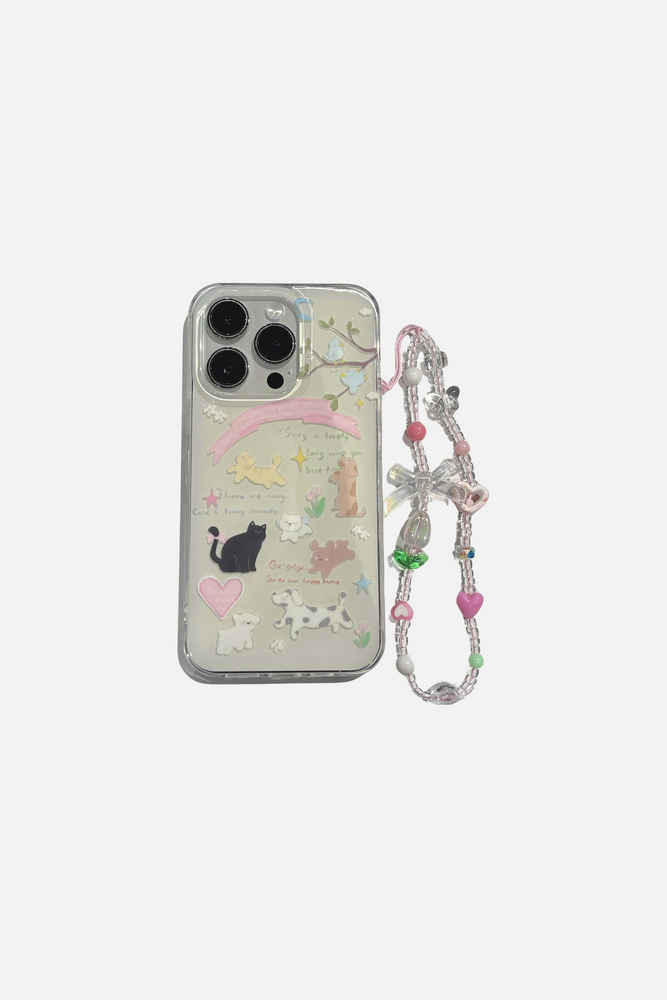 Pink Heart Animals Bracelet iPhone Case