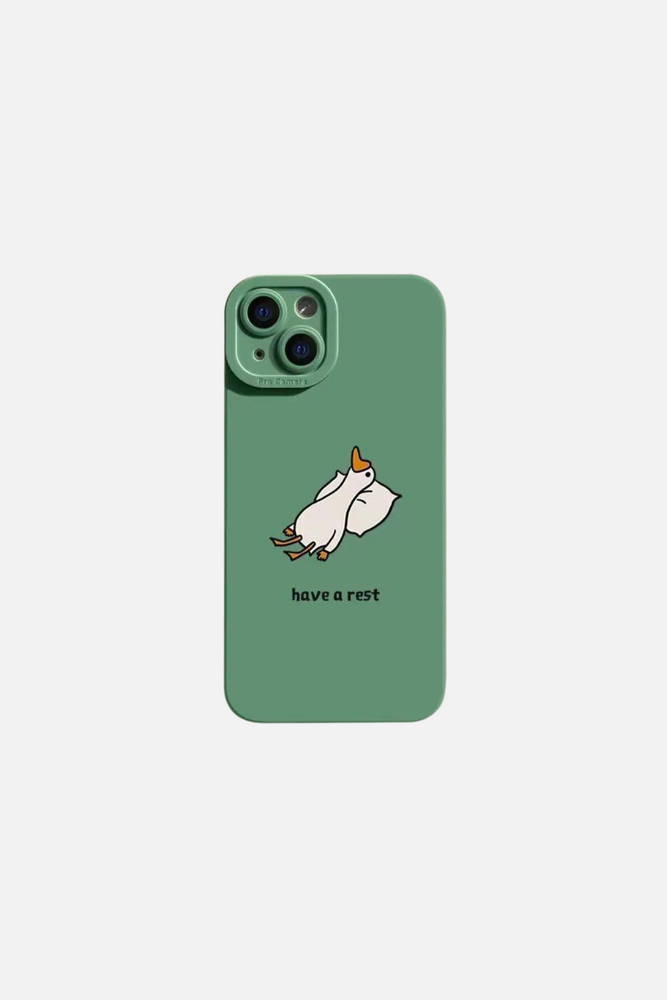 Funny Duck Have A Rest Green iPhone Case