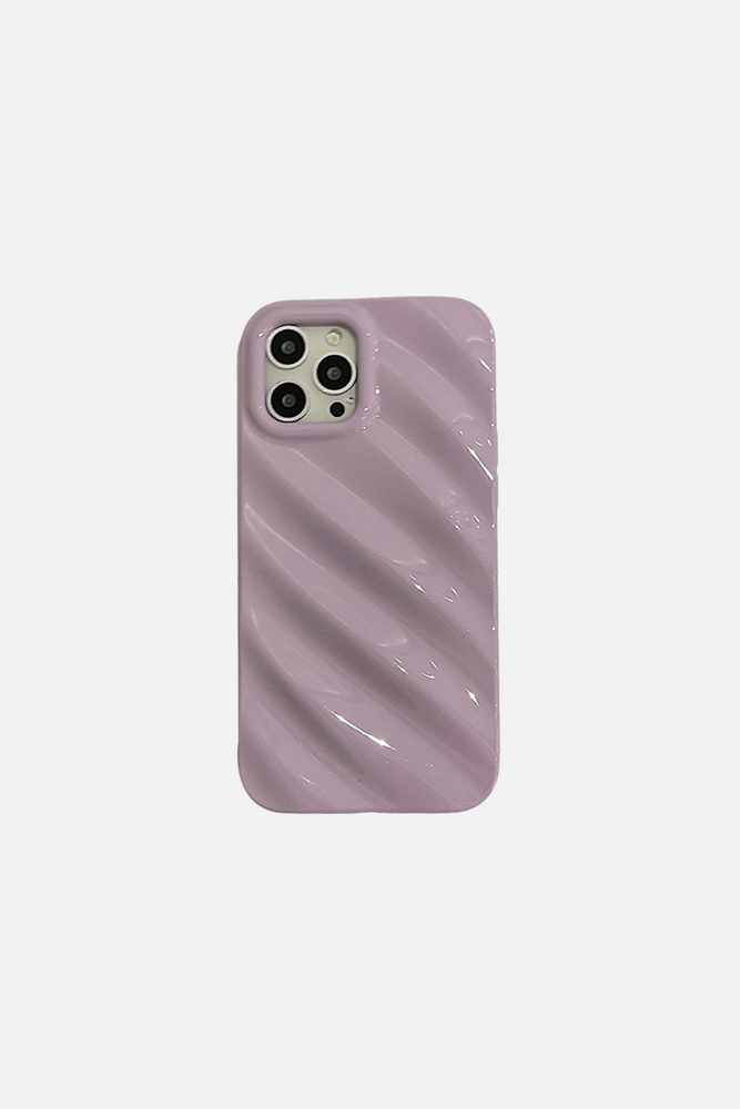 3D Solid Color Wave Pleat Purple iPhone Case