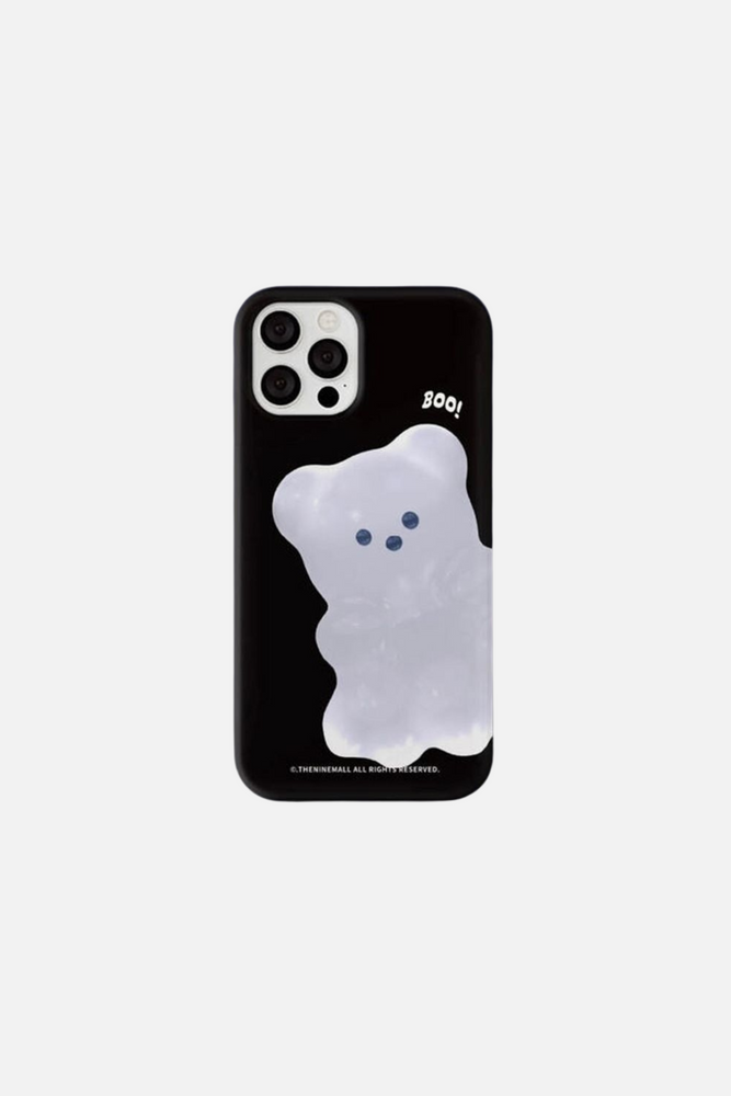 Funny Ghost Bear Gloss Black iPhone Case