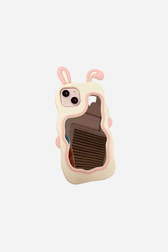 3D Bunny Make Up Mirror Pink iPhone Case