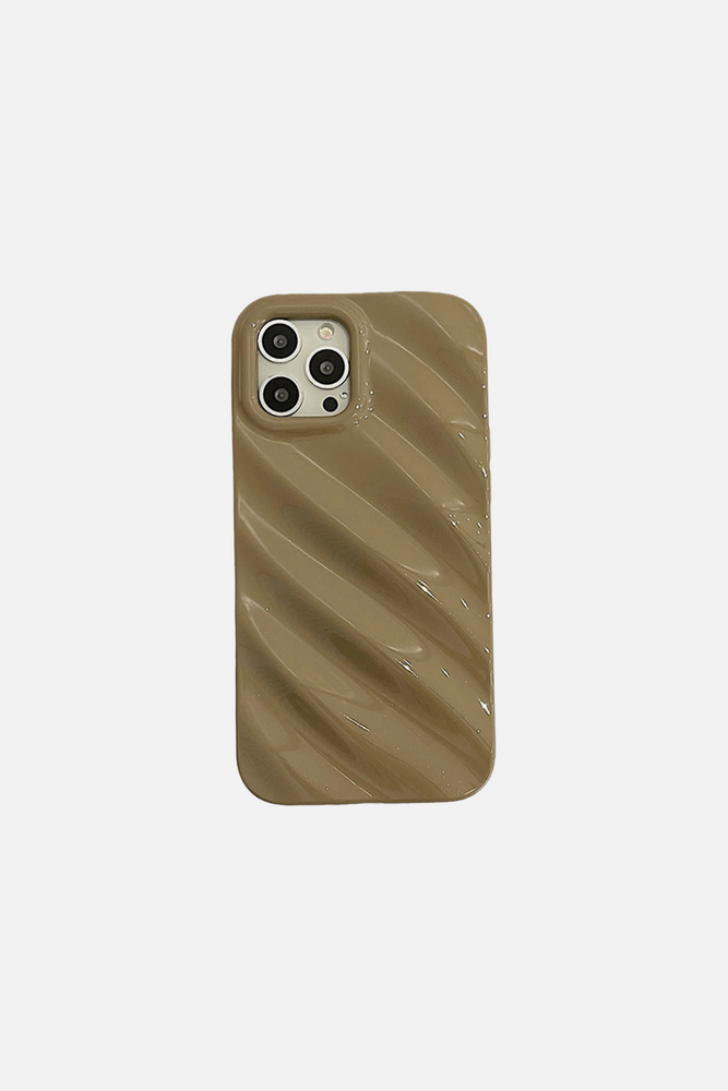 3D Solid Color Wave Pleat Brown iPhone Case