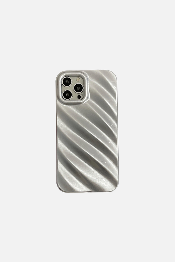 3D Solid Color Wave Pleat Silver iPhone Case