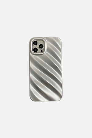 
                  
                    Load image into Gallery viewer, 3D Solid Color Wave Pleat Silver iPhone Case
                  
                