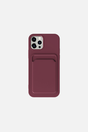 
                  
                    Load image into Gallery viewer, Simple Color Wine Red Wallet iPhone Case
                  
                