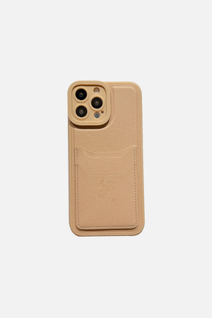 
                  
                    Load image into Gallery viewer, Leather Square Silicone Wallet Card Holder Khaki iPhone Case
                  
                