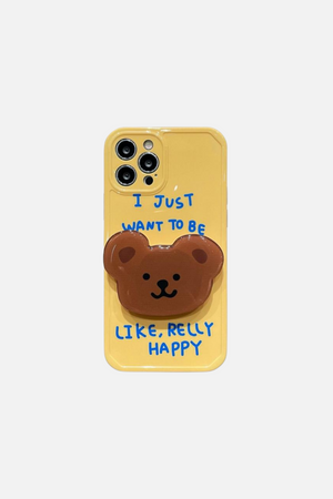 
                  
                    Load image into Gallery viewer, Yellow Blue Letter Bear Stand Holder iPhone Case
                  
                