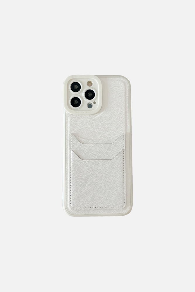 
                  
                    Load image into Gallery viewer, Leather Square Silicone Wallet Card Holder White iPhone Case
                  
                