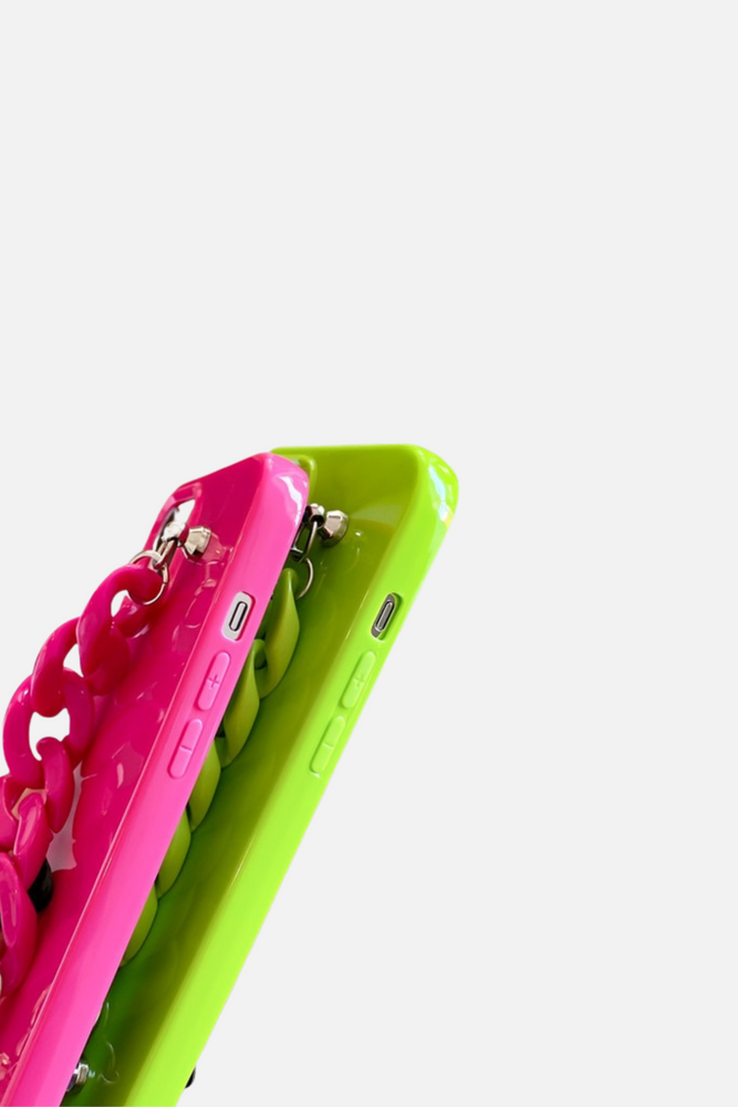 
                  
                    Load image into Gallery viewer, Fluorescent Acrylic Pink Bracelet iPhone Case
                  
                
