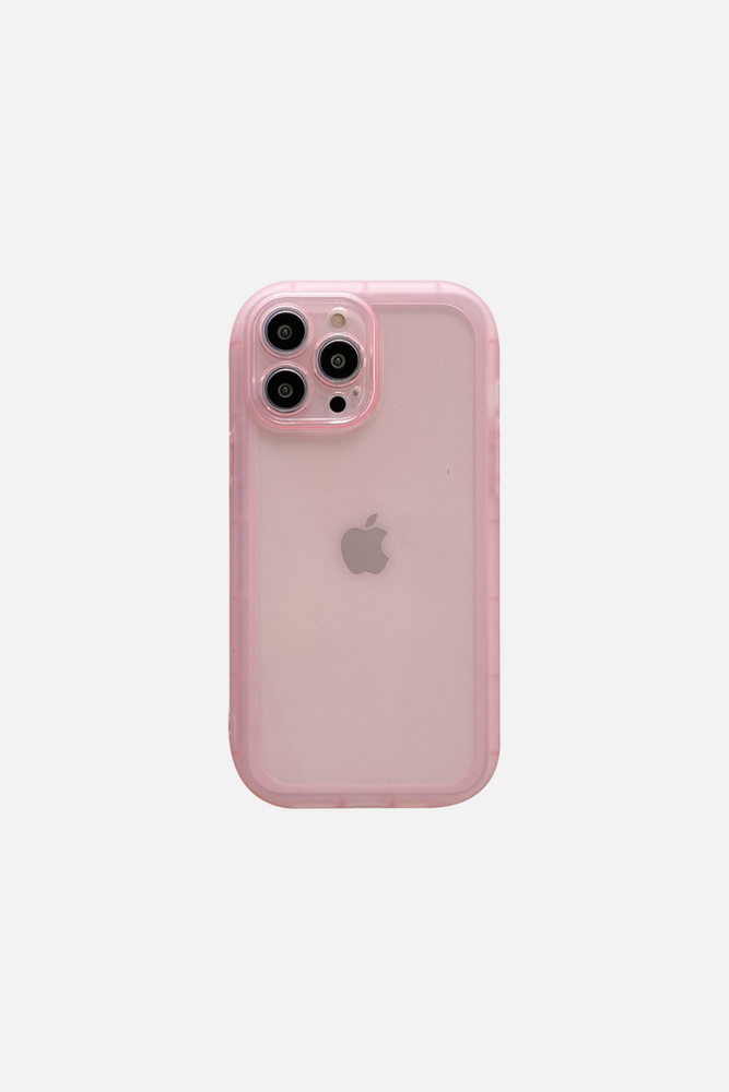 Solid Clear Color Pink Shockproof  iPhone Case
