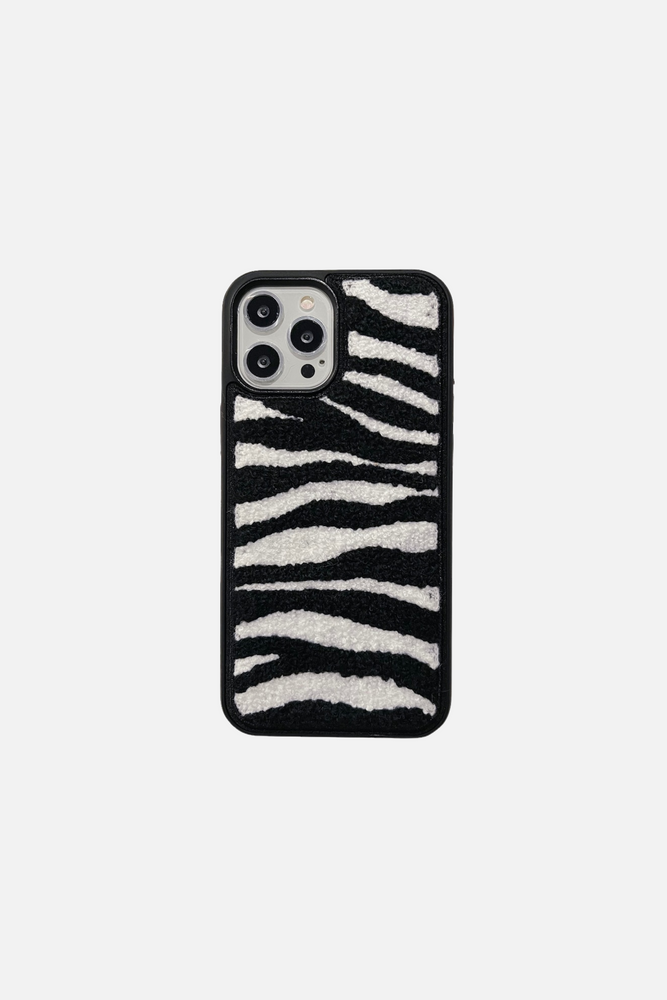 
                  
                    Load image into Gallery viewer, Embroidered Black White Pattern 1 iPhone Case
                  
                
