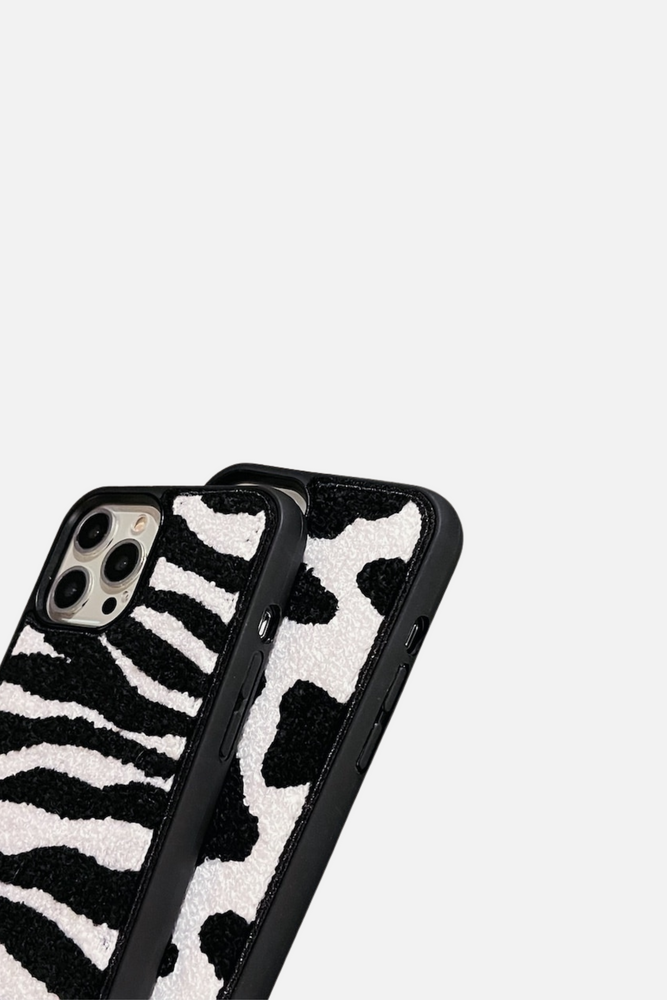 
                  
                    Load image into Gallery viewer, Embroidered Black White Pattern 1 iPhone Case
                  
                