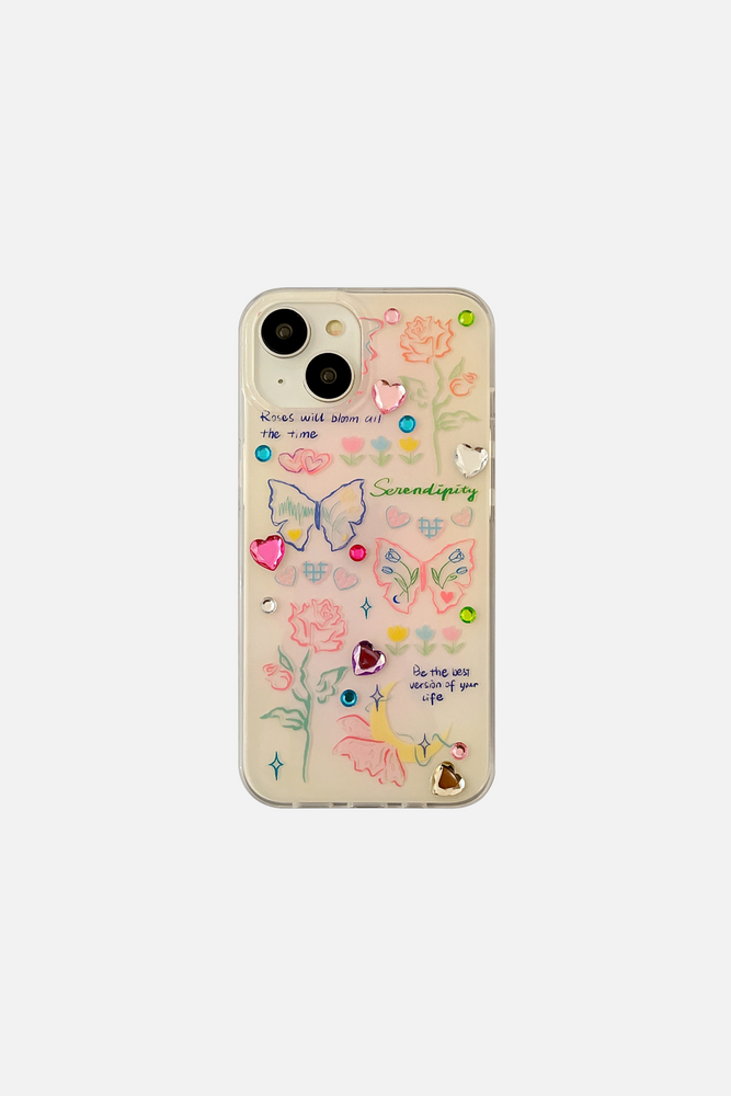 Glittering Hearts&Butterflies iPhone Case