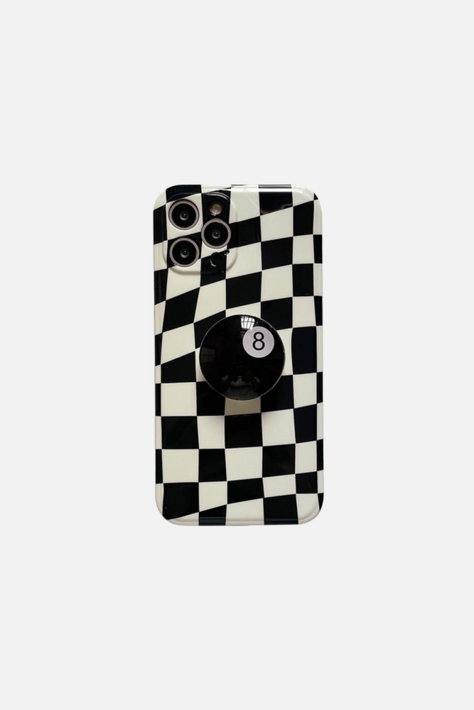 Black Checkerboard 8 Letter Stand Holder iPhone Case