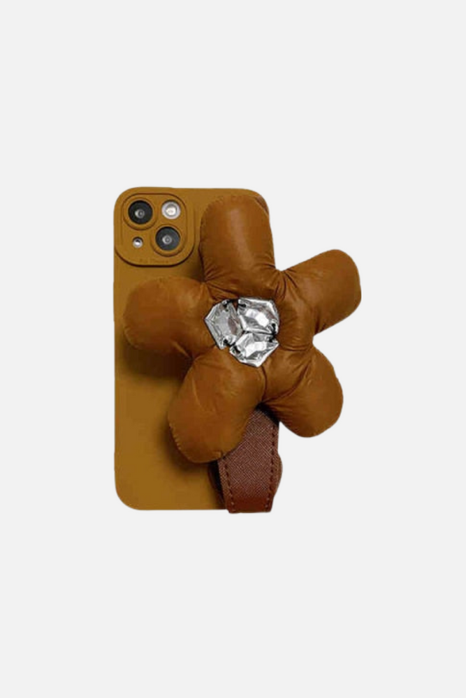 3D Down Jacket Flower Brown Sliver Bracelet iPhone Case
