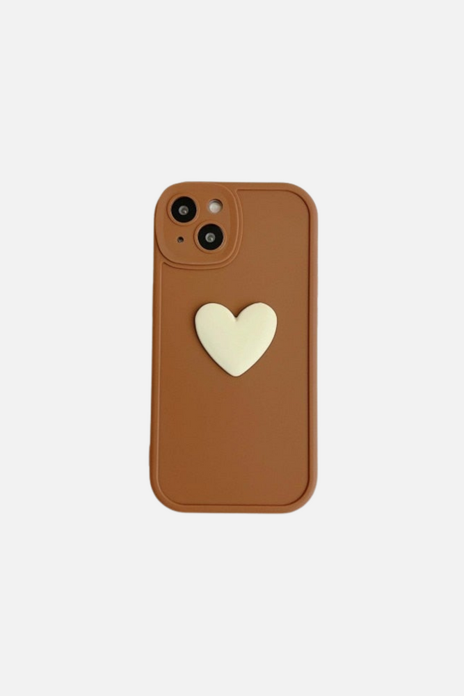 3D Love Heart Brown iPhone Case