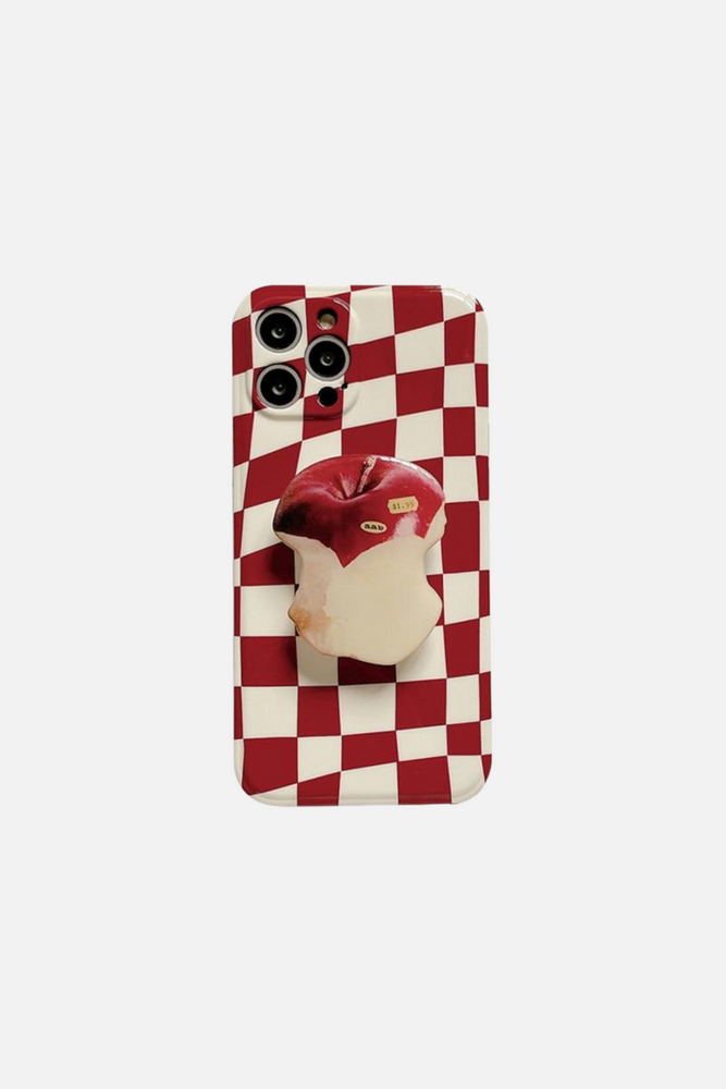 Red Checkerboard Fruit Apple Stand Holder iPhone Case