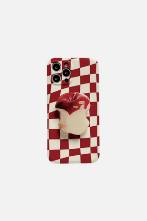 
                  
                    Load image into Gallery viewer, Red Checkerboard Fruit Apple Stand Holder iPhone Case
                  
                