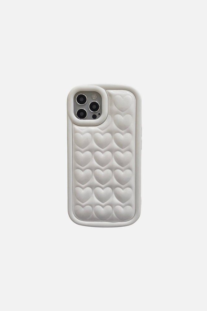 Candy Color Soft Back 3D Love Heart White iPhone Case