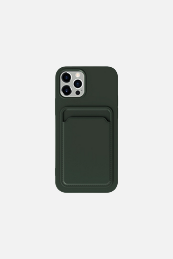 Simple Color Dark Green Wallet iPhone Case
