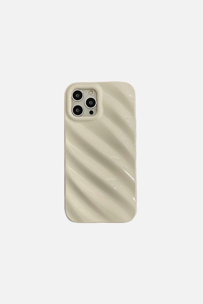 3D Solid Color Wave Pleat White iPhone Case