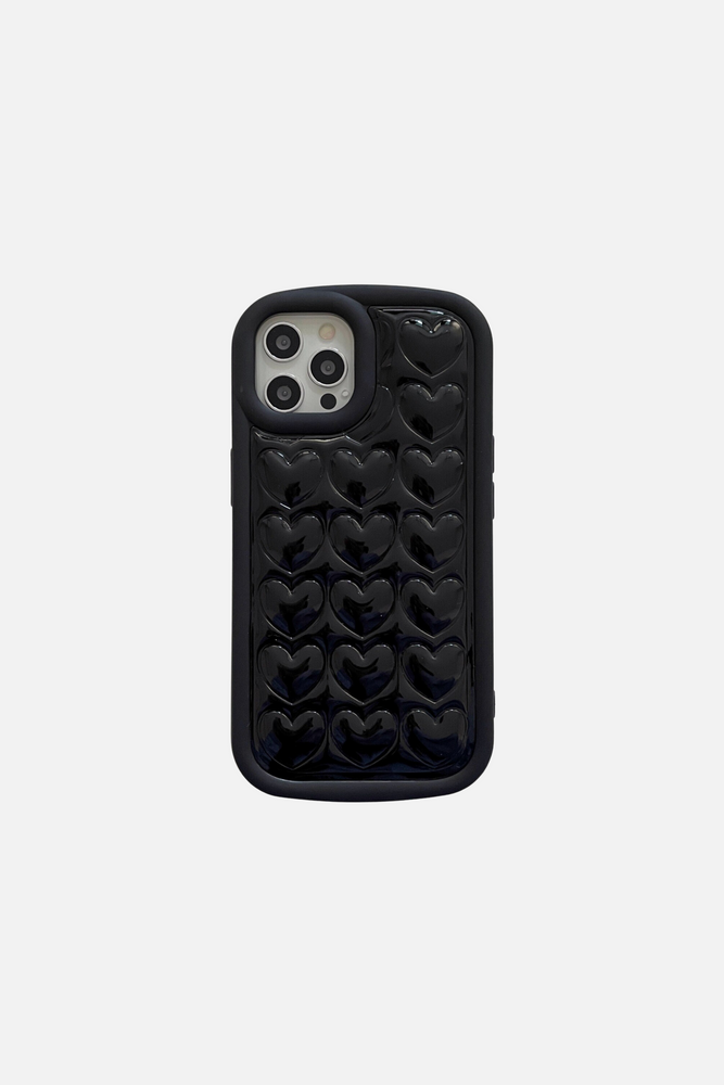 
                  
                    Load image into Gallery viewer, Candy Color Soft Back 3D Love Heart Black iPhone Case
                  
                